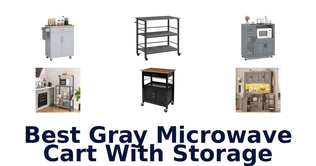 best gray microwave cart with storage