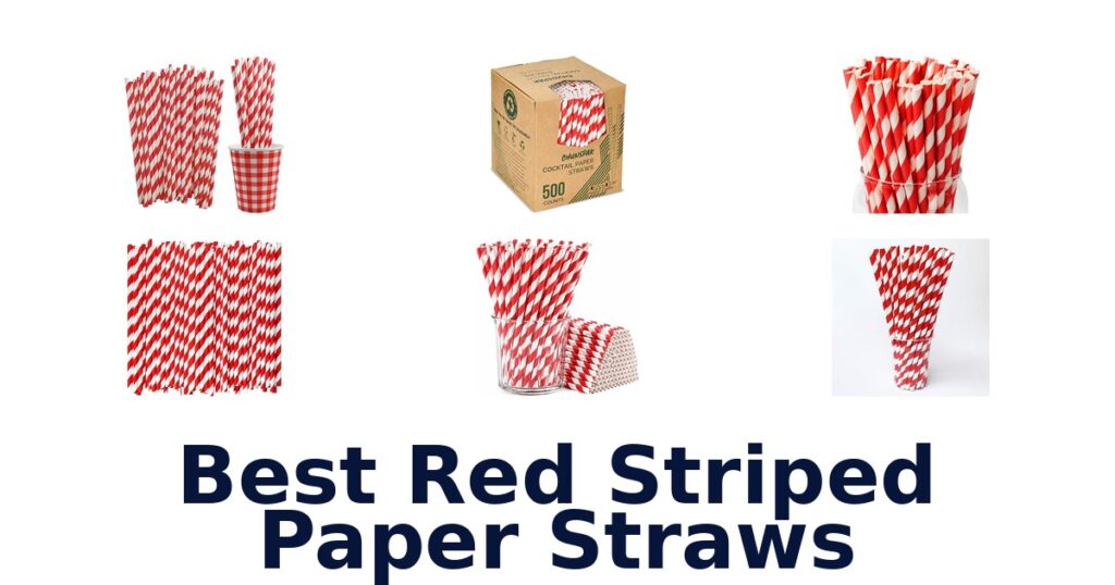 best red striped paper straws